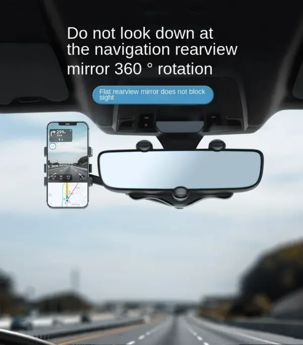 360 Car Rearview Mirror Phone Holder for Car Mount Phone and GPS Holder Support Rotating Adjustable