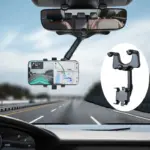 360 Car Rearview Mirror Phone Holder for Car Mount Phone and GPS Holder Support Rotating Adjustable