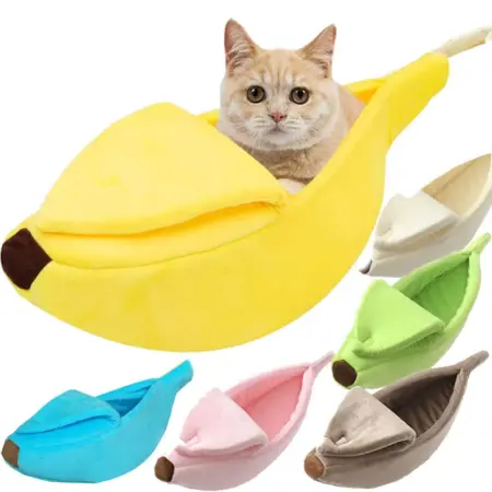 Cozy Banana Shaped Bed for Cats and Dogs