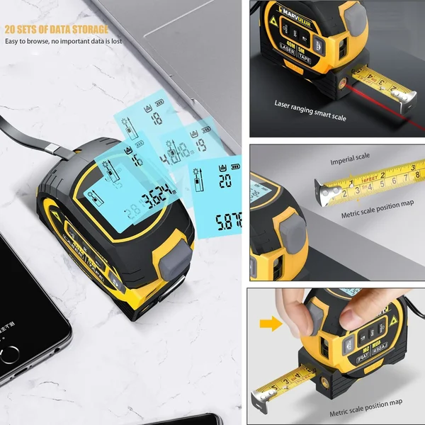 (Early July 4th Sale While Supplies Last NOW-50% OFF) Powerful 3-In-1 Laser Tape Measure Laser Rangefinder Flashlight Laser Level 