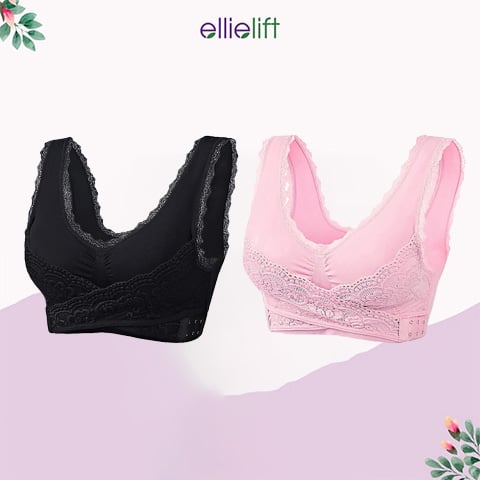 EllieLift - LAST DAY 70% OFF – Comfy Corset Bra Front Cross Side Buckle Lace Bras