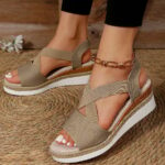 Grishay Summer Flat Wedge Heel Fish Mouth Casual Women's Sandals