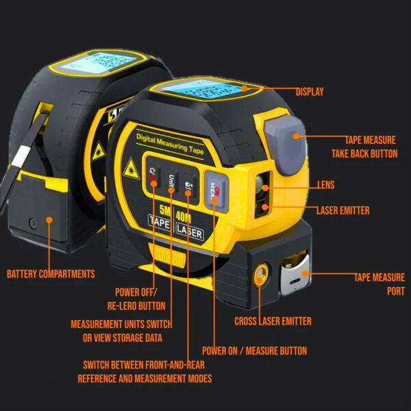 HomeMasterTools 3 in 1 Infrared Laser Tape Measuring Instrument