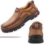 Mens Non-slip Walking Shoes Leather Lightweight Breathable Casual Loafers