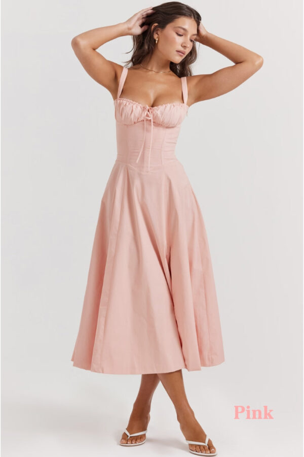 Soft Laced Up Cotton Bustier Sundress