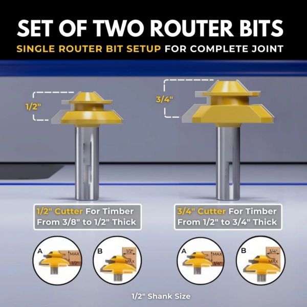 TimberLock 45° Lock Miter Router Bit - 1/2" Shank