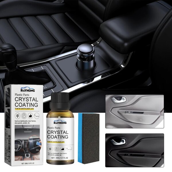 AutoGlow - Car Trim Restoration Crystal Coating + Applicator Sponge