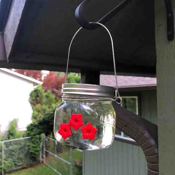 Beautiful Mason Jar Hummingbird Feeder