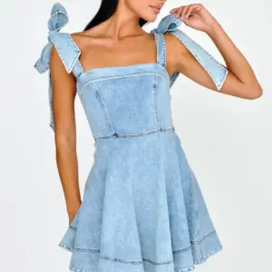 Bow Shoulder Denim Dress