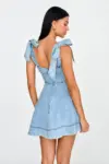 Bow Shoulder Denim Dress