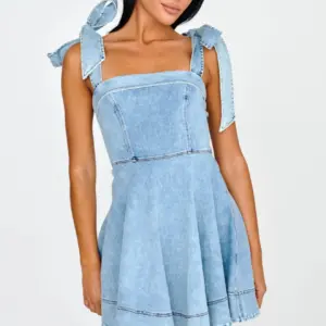 Bow Shoulder Denim Dress