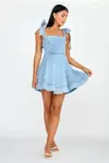 Bow Shoulder Denim Dress