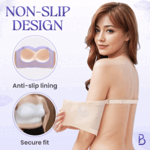 BreezyPush – Breathable Non-Slip Strapless Front Buckle Push-Up Bra