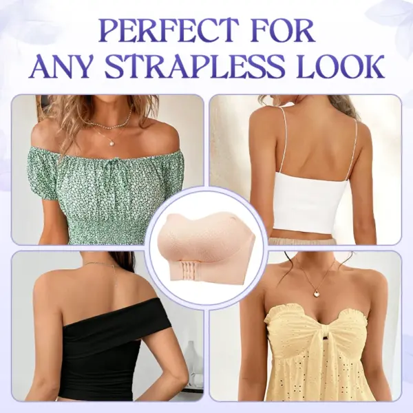 BreezyPush - LAST DAY SALE 70% OFF - Breathable Non-Slip Strapless Front Buckle Push-Up Bra