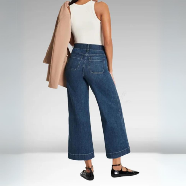 Cropped Wide-Leg Patch Pocket Jeans