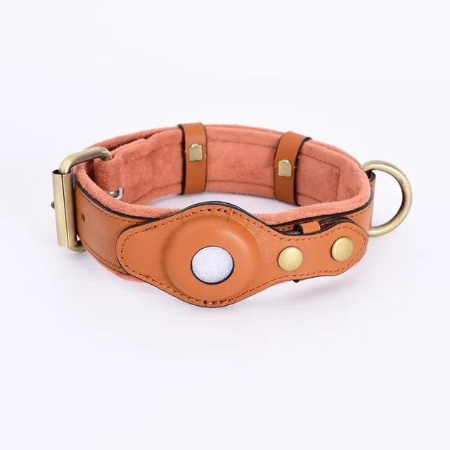 FUREVER PET Luxury Leather Airtag Dog Collar