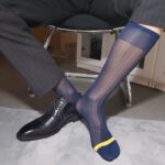 Gold Striped Fine-Striped Dress Socks