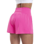 High Waisted 2-in-1 Yoga Shorts with Back and Side Pockets