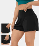 High Waisted 2-in-1 Yoga Shorts with Back and Side Pockets