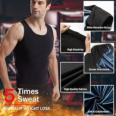 Sauna Shirt for Men, Short Sleeve Sauna Suit for Men, Sweat Body Shaper Sauna Vest for Men Gym Exercise Sauna Top