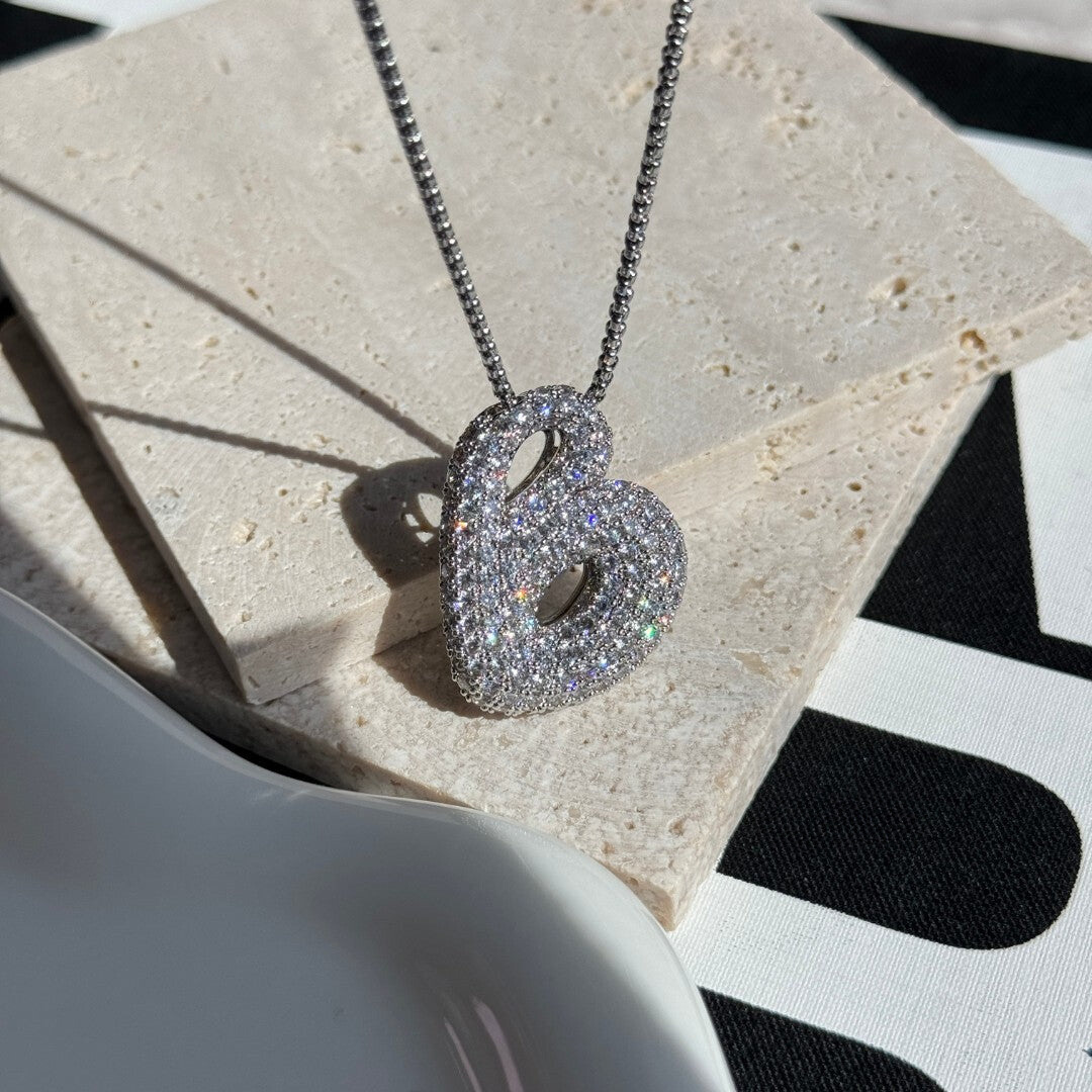 Bubble Initial Diamond Necklace