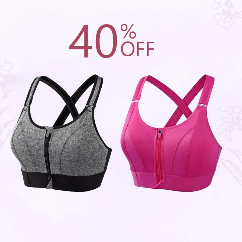 Last day 49% OFF - Wireless Supportive Adjustable Zip Front Sports Bra