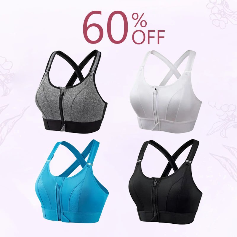 Last day 49% OFF - Wireless Supportive Adjustable Zip Front Sports Bra