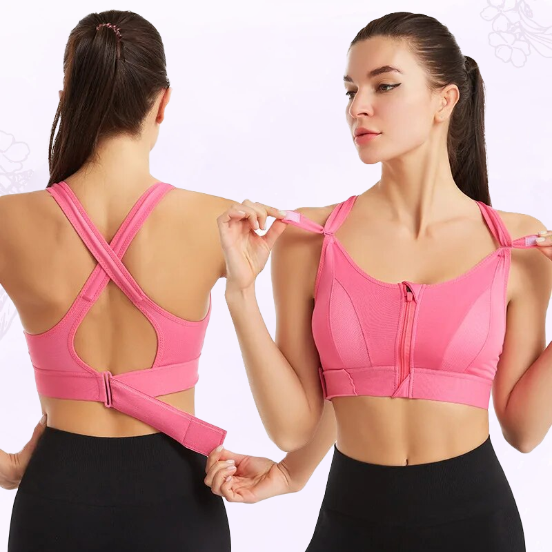 Last day 49% OFF - Wireless Supportive Adjustable Zip Front Sports Bra