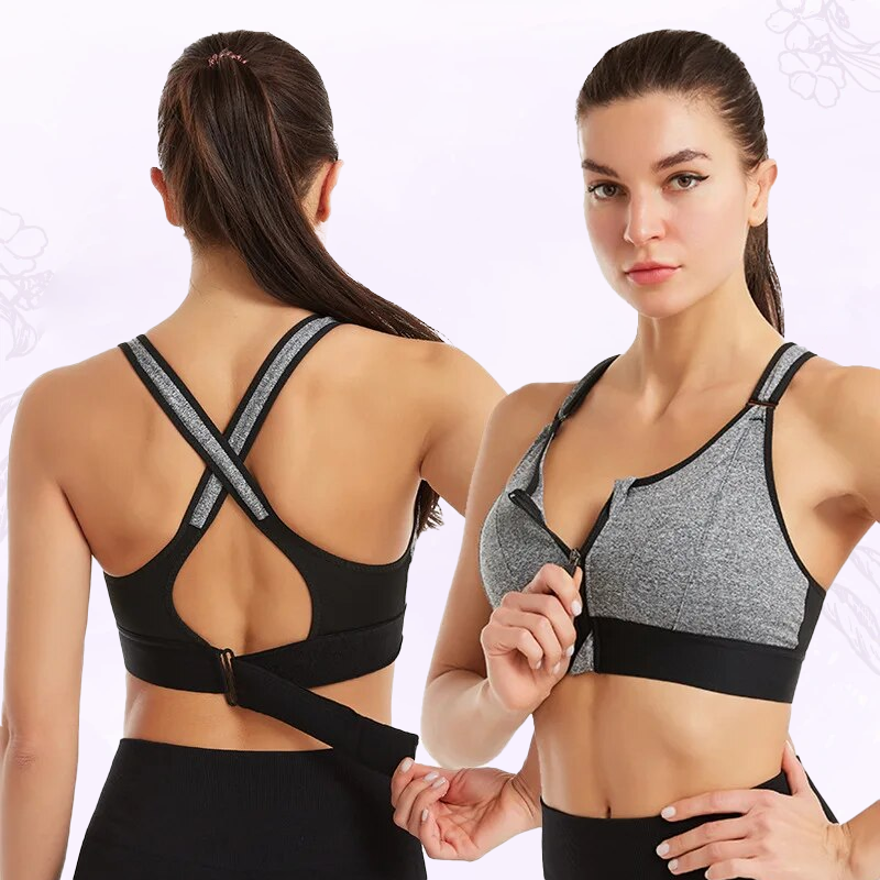 Last day 49% OFF - Wireless Supportive Adjustable Zip Front Sports Bra