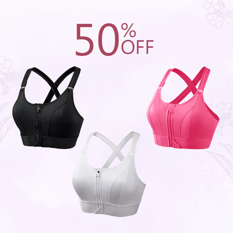 Last day 49% OFF - Wireless Supportive Adjustable Zip Front Sports Bra