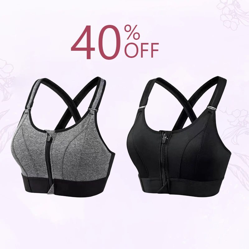 Last day 49% OFF - Wireless Supportive Adjustable Zip Front Sports Bra