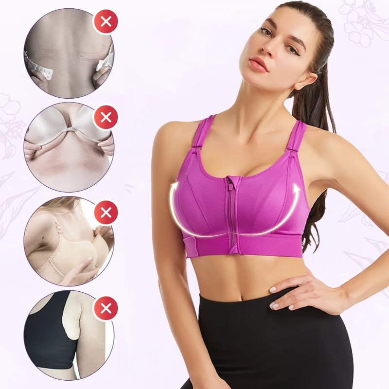 Last day 49% OFF - Wireless Supportive Adjustable Zip Front Sports Bra