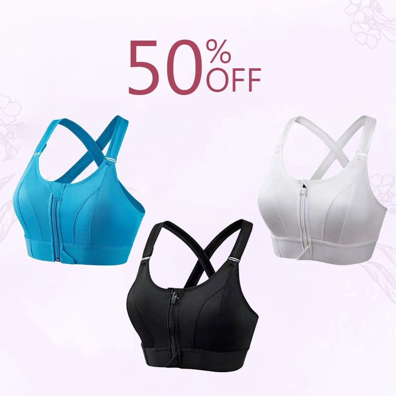 Last day 49% OFF - Wireless Supportive Adjustable Zip Front Sports Bra