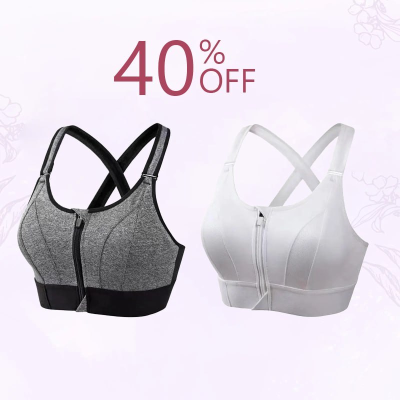 Last day 49% OFF - Wireless Supportive Adjustable Zip Front Sports Bra