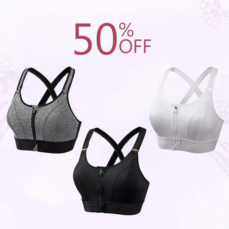 Last day 49% OFF - Wireless Supportive Adjustable Zip Front Sports Bra