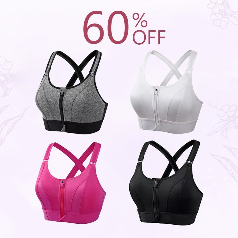 Last day 49% OFF - Wireless Supportive Adjustable Zip Front Sports Bra