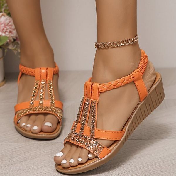 Last Day Promotion 50% OFF - Women's New Summer Rhinestone Open Toe Orthopaedic Sandals