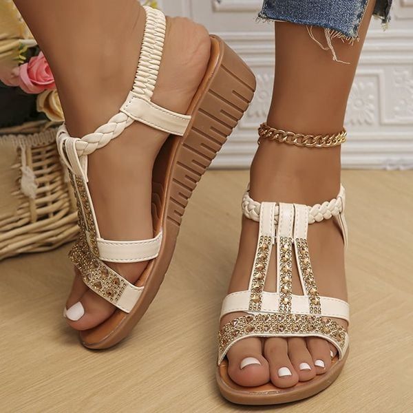 Last Day Promotion 50% OFF - Women's New Summer Rhinestone Open Toe Orthopaedic Sandals