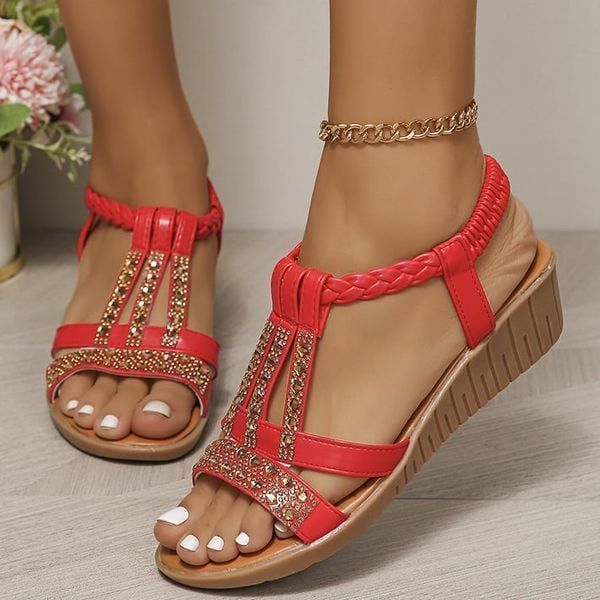 Last Day Promotion 50% OFF - Women's New Summer Rhinestone Open Toe Orthopaedic Sandals