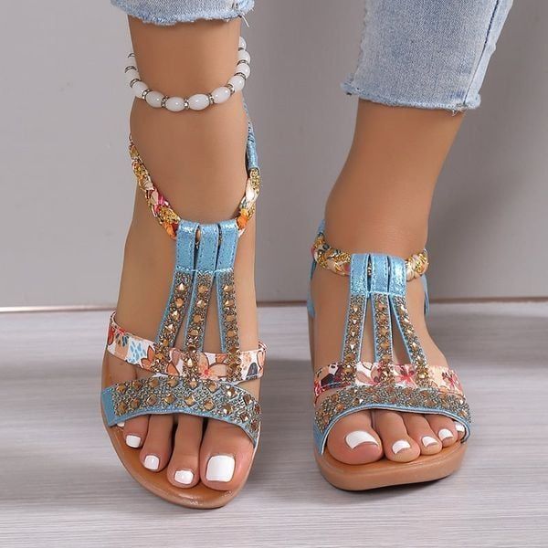 Last Day Promotion 50% OFF - Women's New Summer Rhinestone Open Toe Orthopaedic Sandals