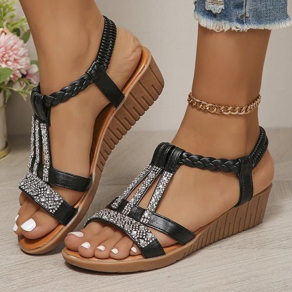 Last Day Promotion 50% OFF - Women's New Summer Rhinestone Open Toe Orthopaedic Sandals