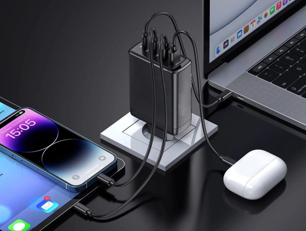 Quick Fast Universal Charging Station - Charge Mobile, Macbook, iPod and iPad at the same time