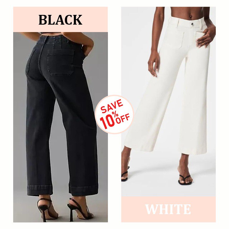 Tummy Control Cropped Wide-Leg Jeans - 2024 Best Selling Jeans