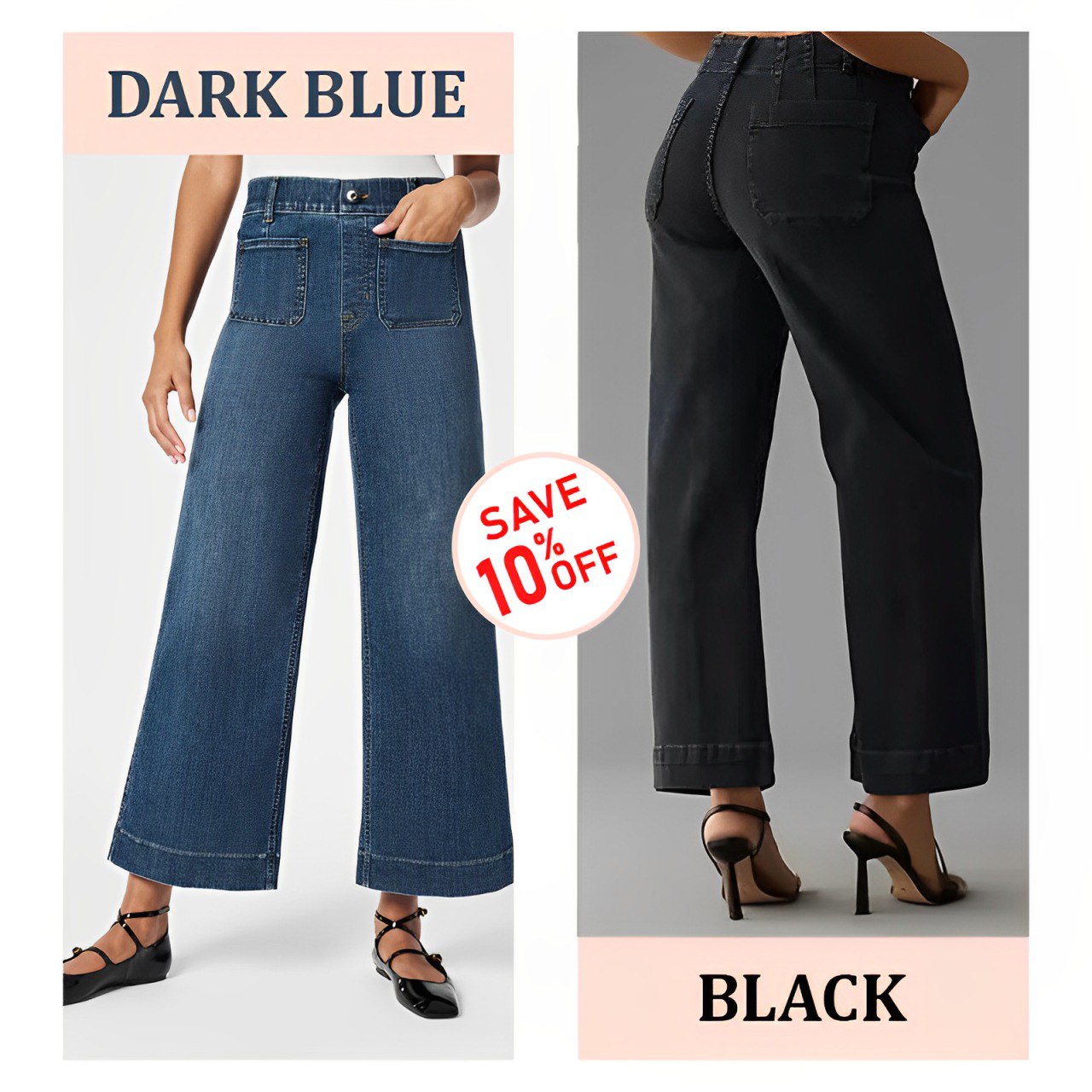 Tummy Control Cropped Wide-Leg Jeans - 2024 Best Selling Jeans