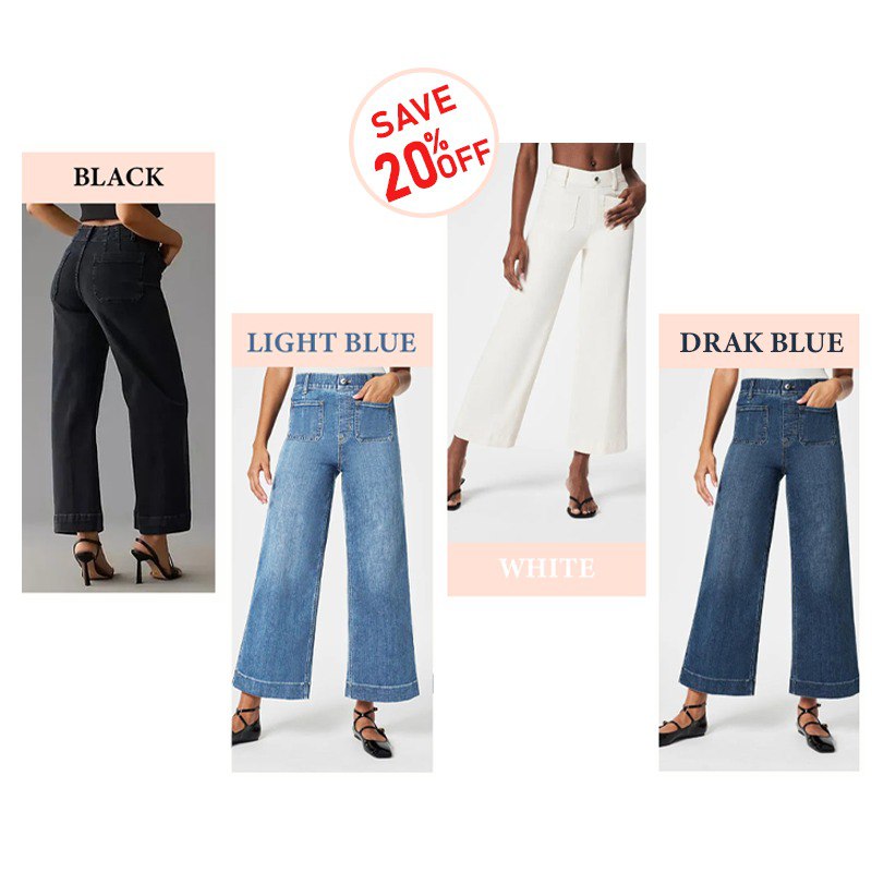 Tummy Control Cropped Wide-Leg Jeans - 2024 Best Selling Jeans