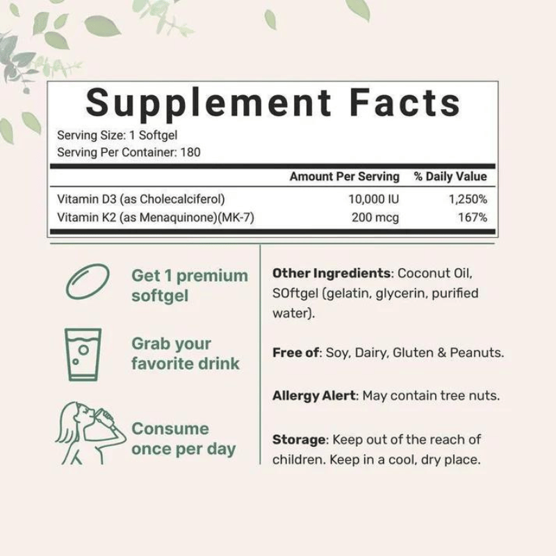 Vitamin D3 + K2 Softgels