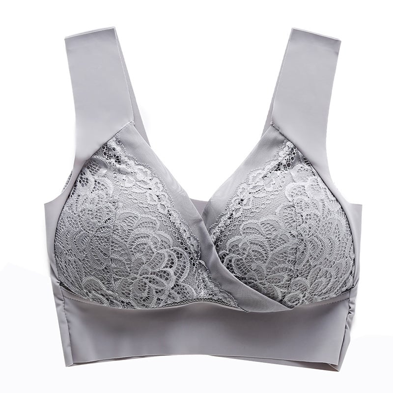 Woman Plus Size Comfort Extra Elastic Wireless Support Lace Bra