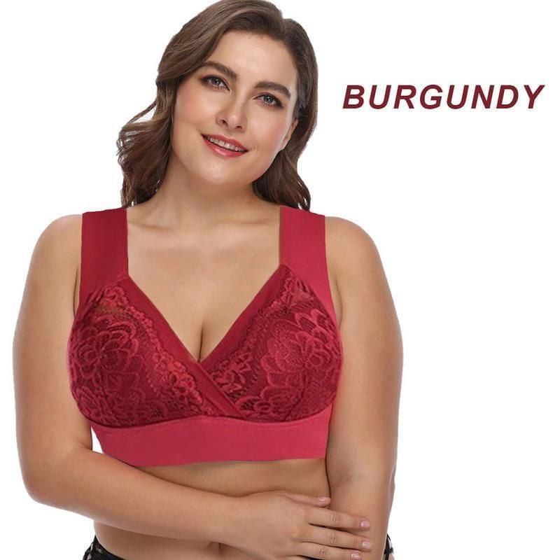 Woman Plus Size Comfort Extra Elastic Wireless Support Lace Bra