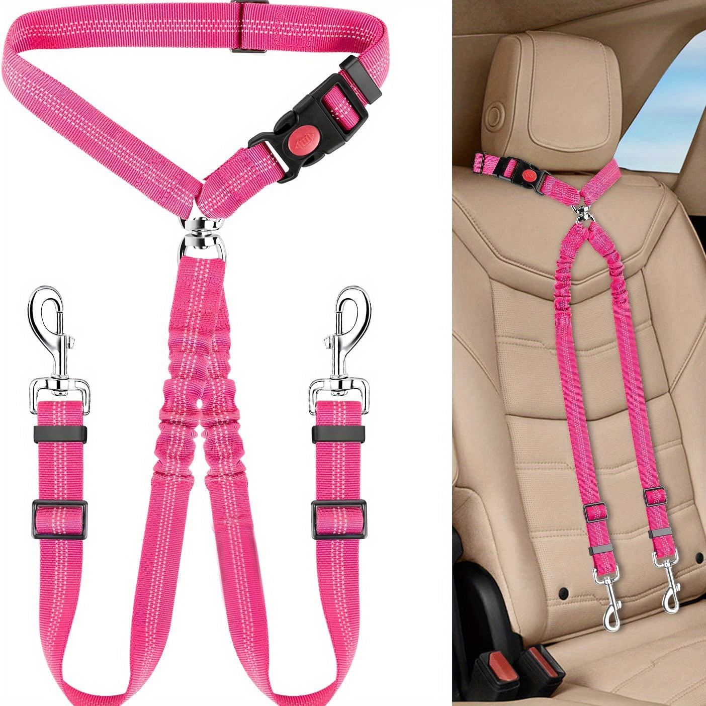 Adjustable Dog Car Safety Seat Belt & Leash