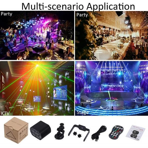 (BEST GIFT FOR FAMILY) Stage Laser Light Sound Activated LED Projector Party Light